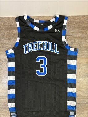 One Tree Hill Nathan Scott #3 Tree Hill Ravens Basketball Jersey Black Mesh S